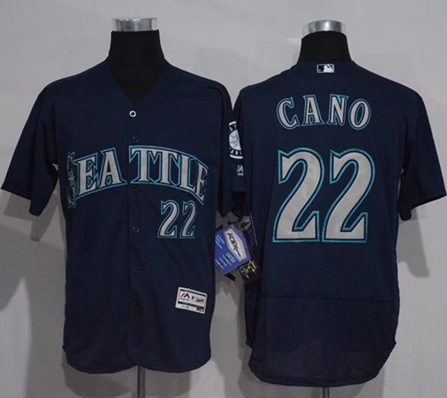 Mariners #22 Robinson Cano Navy Blue Flexbase Authentic Collection Stitched MLB Jersey - Click Image to Close